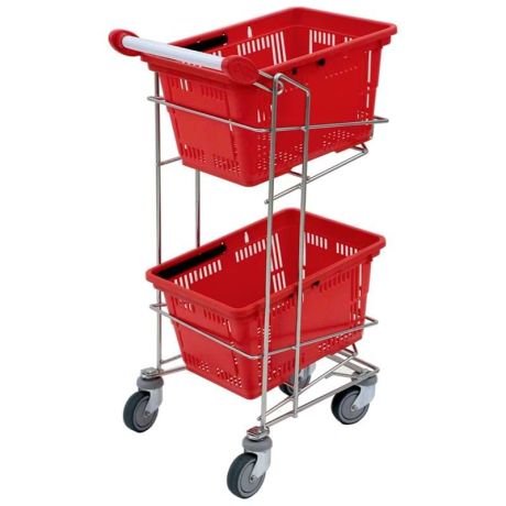 Chariot porte-paniers fil acier zingué