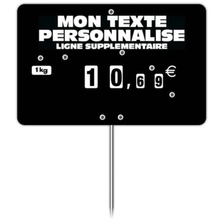 Etiquette pique-prix noire à texte Etiquette pique-prix noire à texte