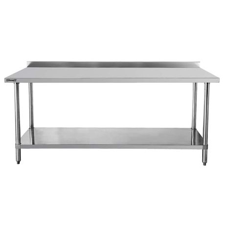 Table de travail inox à dosseret avec étagère