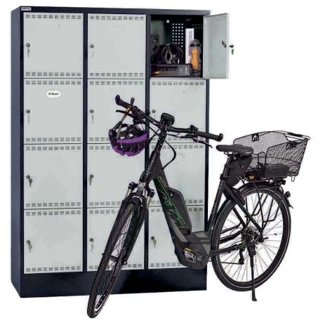 Armoire casiers alimentée pour batterie vélo E-bike Armoire casiers alimentée pour batterie vélo E-bike