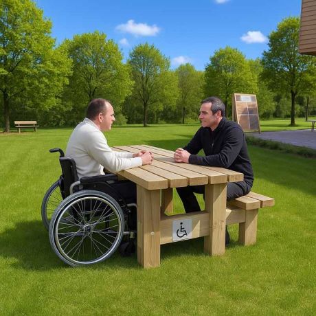Table pique nique pour fauteuils roulants