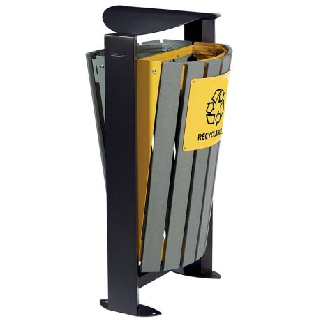Corbeille tri-sélectif 2 X 60L lattes recyclées Corbeille tri-sélectif 2 X 60L lattes recyclées