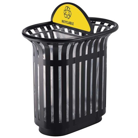 Corbeille tulipe tri-sélectif avec totem signalétique 2 X 60L Corbeille tulipe tri-sélectif avec totem signalétique 2 X 60L
