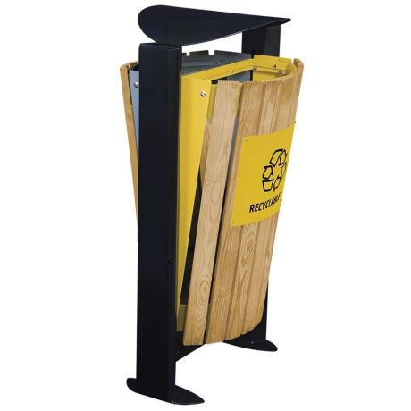 Corbeille tri-sélectif 2 X 60L lattes bois Corbeille tri-sélectif 2 X 60L lattes bois