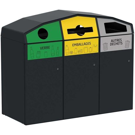 Poubelle tri-sélectif 3 X 120L - TRIROK Poubelle tri-sélectif 3 X 120L - TRIROK