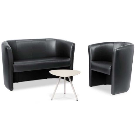 Chauffeuse et canapé simili-cuir noir