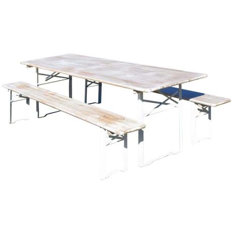 Table et banc pliant Guinguette "Blanc vieilli" Table et banc pliant Guinguette "Blanc vieilli"