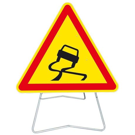 Panneau temporaire sur pied Chaussée glissante AK4 Panneau temporaire sur pied Chaussée glissante AK4