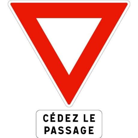 Panneau Cédez le passage AB3a + M9c Panneau Cédez le passage AB3a + M9c