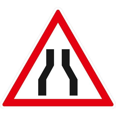 Panneau Danger Chaussée Rétrécie A3