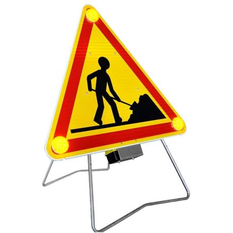 Panneau Tri-Flash Travaux Ak5 sur batterie