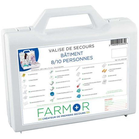 Coffret de secours spécial bâtiment - 8/10 personnes Coffret de secours spécial bâtiment - 8/10 personnes