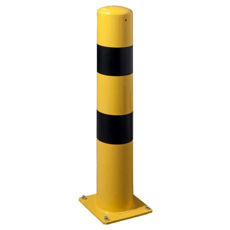 Poteau de protection jaune à bandes noires Poteau de protection jaune à bandes noires