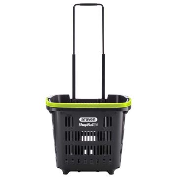 Panier magasin sur roulettes 34L - Gris / Vert