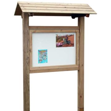 Panneau affichage vitrine bois sur pieds