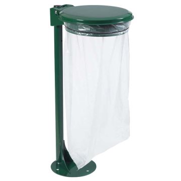 Support sac sur poteau avec couvercle Vert