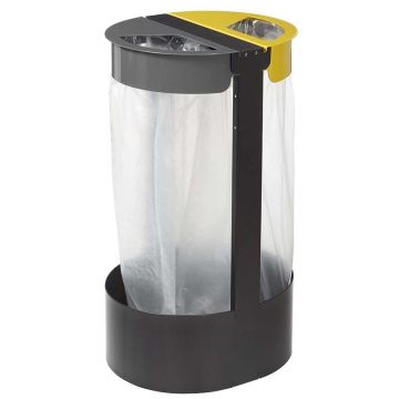 Support sacs tri-sélectif 2 flux - Jaune / Gris