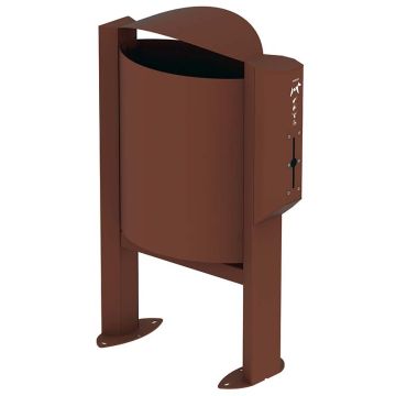 Corbeille 40L + Distributeur sachets - Aspect corten Corbeille 40L + Distributeur sachets - Aspect corten