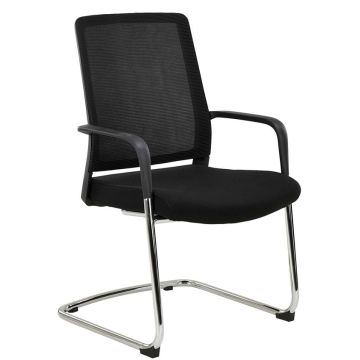 Fauteuil visiteur dossier résille noir Peter
