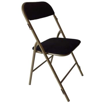 Chaise pliante prestige - Assise et dossier en velours noir