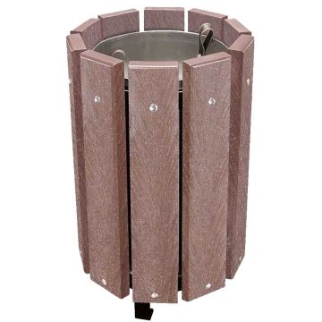 Poubelle matière recyclée lames marron