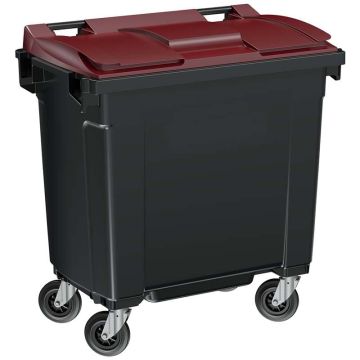 Conteneur à déchets 770 litres - Cuve grise - Couvercle bordeaux Conteneur à déchets 770 litres - Cuve grise - Couvercle bordeaux