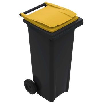 Bac conteneur à déchets 140 litres - Couvercle jaune Bac conteneur à déchets 140 litres - Couvercle jaune