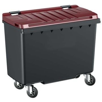 Conteneur à déchets 500 litres - Couvercle bordeaux Conteneur à déchets 500 litres - Couvercle bordeaux