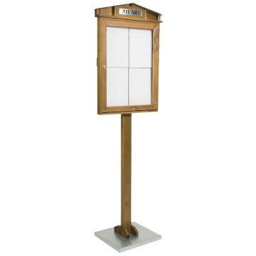 Vitrine menu bois Rustique - Version sur pied