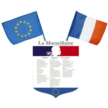Ecusson paroles de la marseillaise + drapeaux France et Europe - Décors collège et lycée Ecusson paroles de la marseillaise + drapeaux France et Europe - Décors collège et lycée