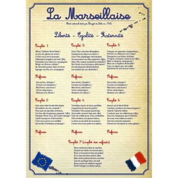 Plaque PVC Parole de La Marseillaise - Modèle Primaire