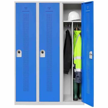 Vestiaire soudé industrie salissante 3 cases - Portes bleues