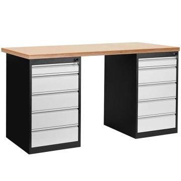 Etabli - Version 2 coffres (5 tiroirs + 5 tiroirs) - Gris / Gris anthracite