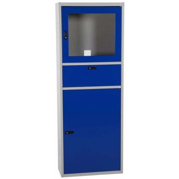 Armoire poste informatique - Bleu / Gris