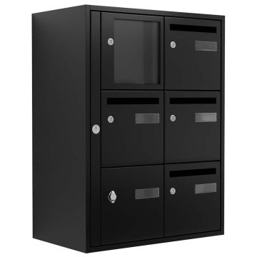 BAL Bristol : 2 colonnes X 3 cases Noir RAL 9005 + Option tableau d'affichage BAL Bristol : 2 colonnes X 3 cases Noir RAL 9005 + Option tableau d'affichage