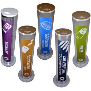 Collecteur de recyclage transparent sur pied - 30 Litres